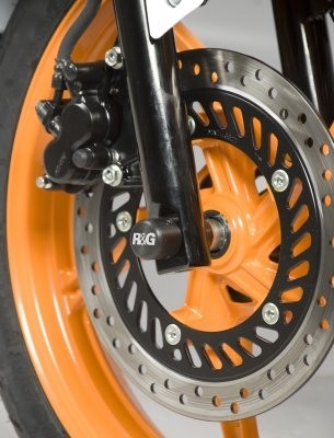 Padací chrániče přední vidlice R&G Racing pro motocykly HONDA CBR125R ('11), černé (pár)